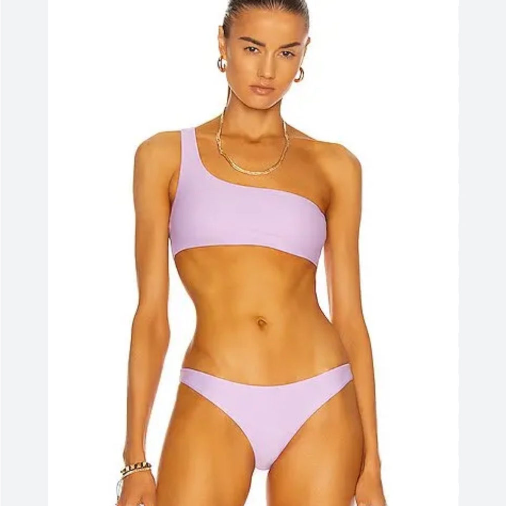NWT JADE Swim Bikini Top Apex One Shoulder In Lilac Terry Size L